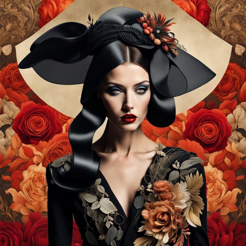 Elegant Woman: Surreal Photo Collage in Mixed Media Style