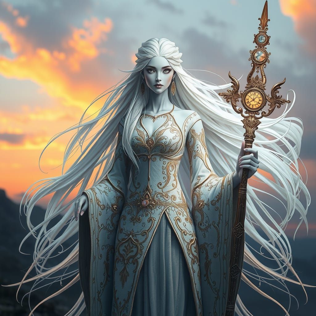 Ethereal Keeper of Secrets in Dusty-Neon Style