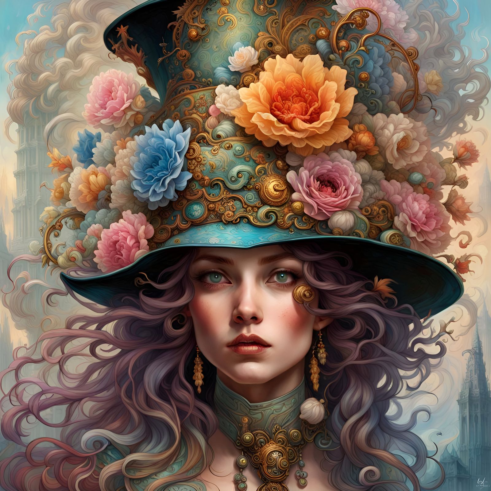 Fantastical Iridescent Hat in Maximalist Style