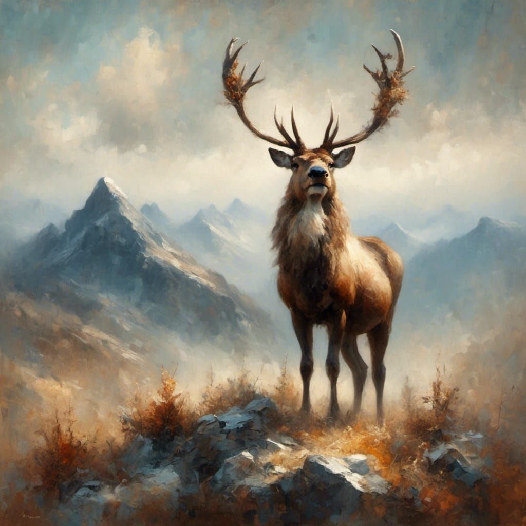 Reindeer on Mountain Top: A Proud Animal