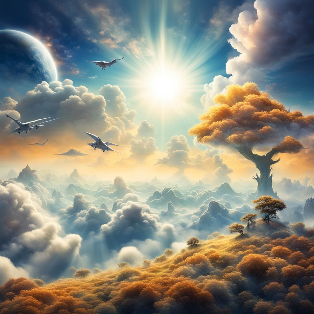 Heavenly Alien Planet with Cloud Animals