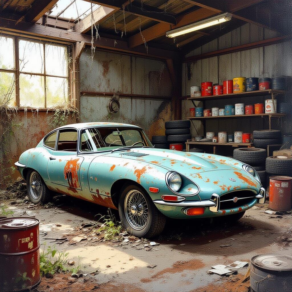Abandoned 1960s Sports Cars in Neglected Workshop