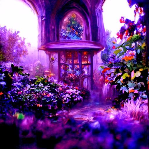 Ethereal Secret Garden in Kinkade Style
