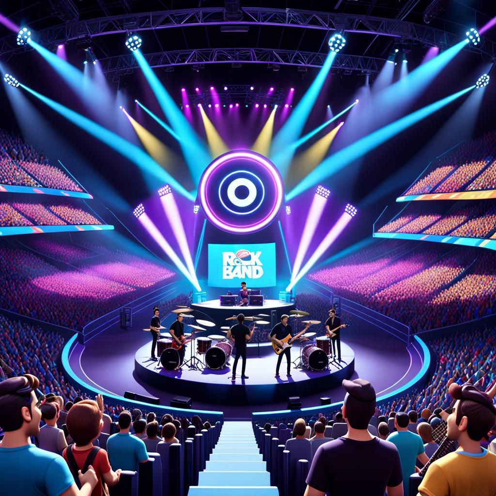Rock Concert in Stadium: Pixar Style 3D Art