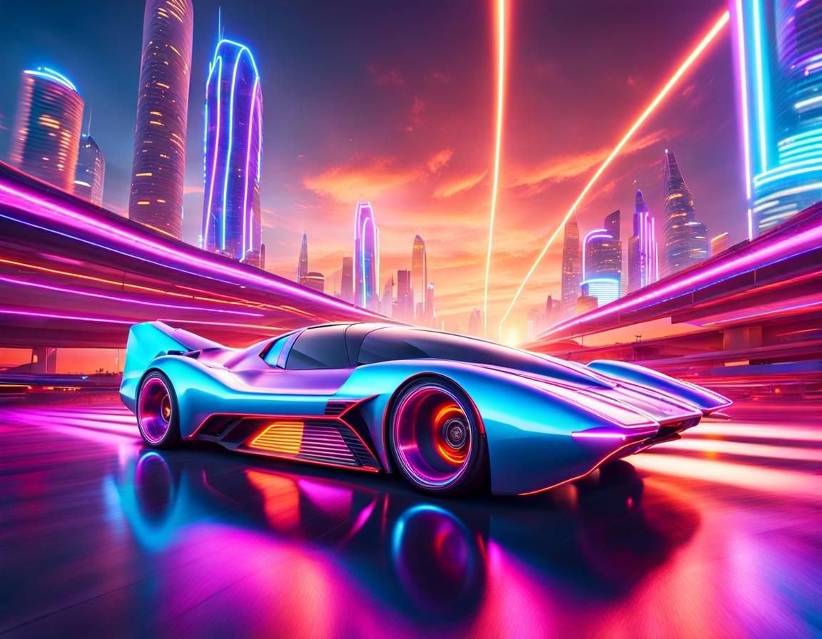 Futuristic Retro Car Drag Race
