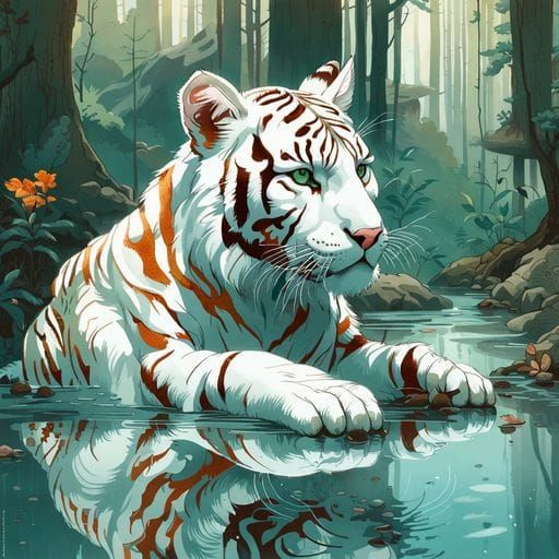Image of a Majestic White Tiger