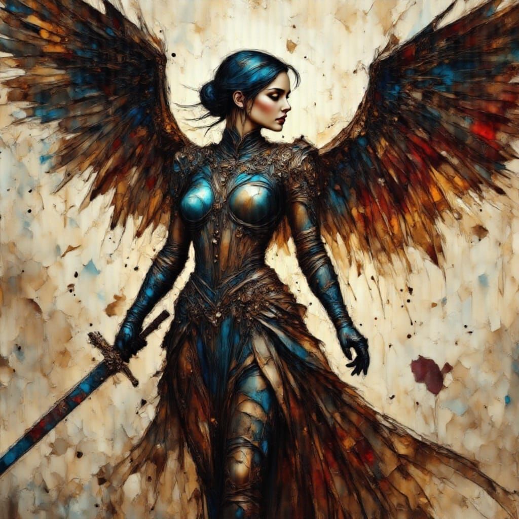 Valkyrie Warrior Victory in Alcohol Ink Style