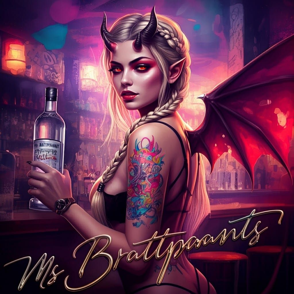 Ethereal Temptress Demon in Urban Graffiti Dreamscape