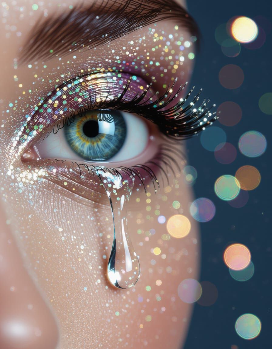 A Melting Tear - Explosions of Glitterglass Distort Reflect ...