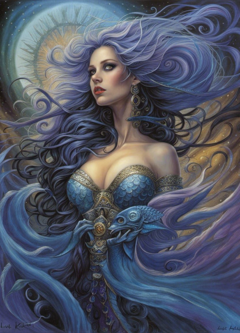 Pisces Goddess: Macabre and Intricate Digital Art