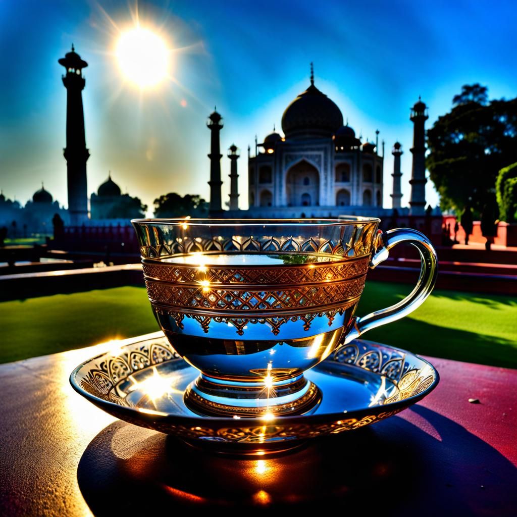 Miniature Taj Mahal Inside Crystal Teacup