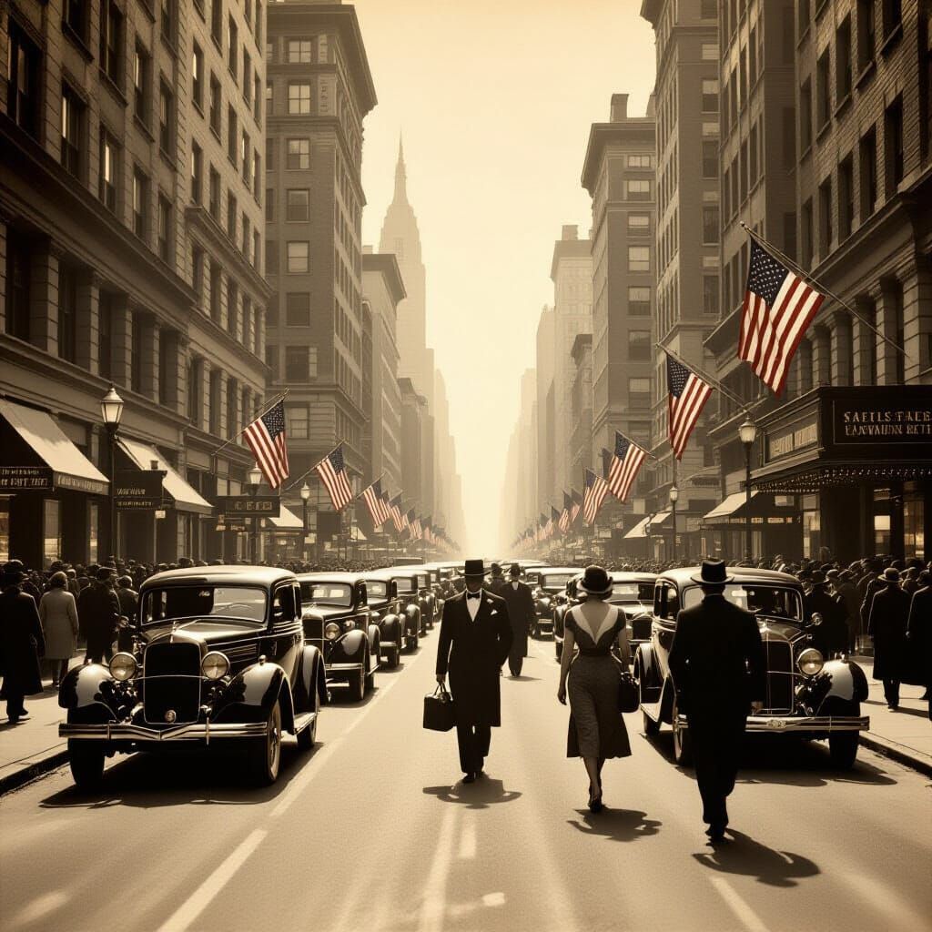 Roaring Twenties City Scene in Vintage Photograph Style