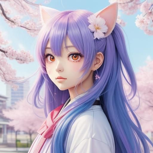 Cute Fennec Girl Portrait in Japanese Manga Style