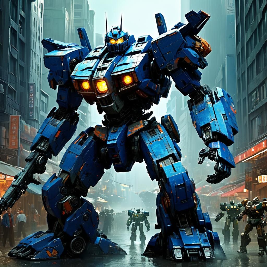 Detailed Mecha Portrait in Metallic Colors