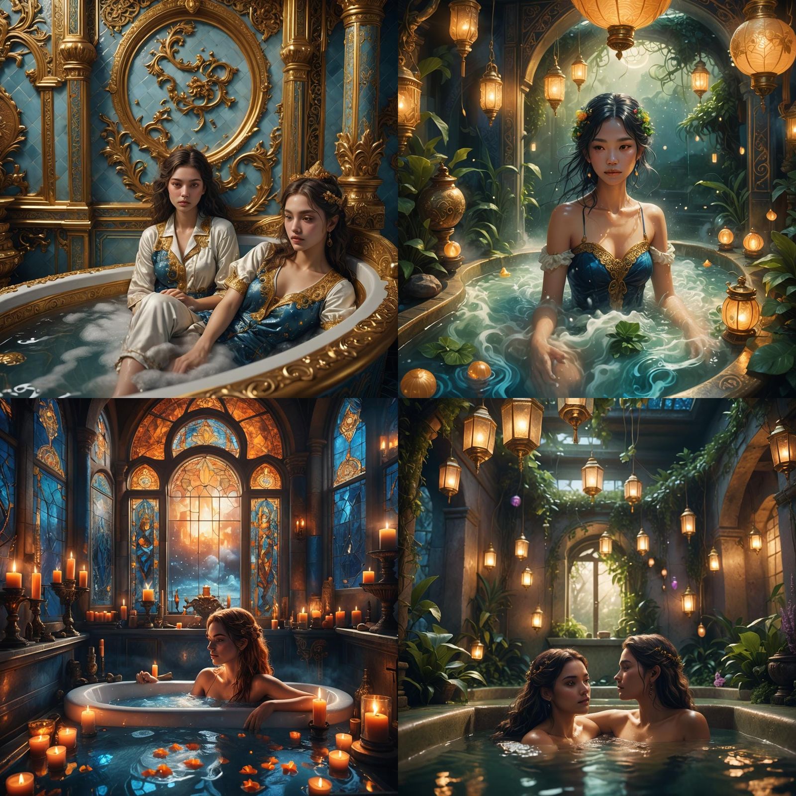 Girl in Bath: Detailed Fantasy Concept Art