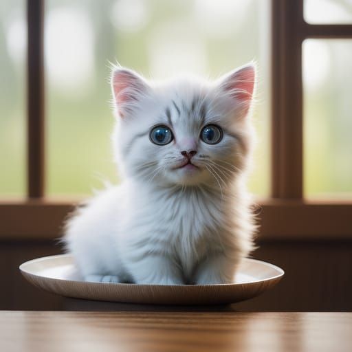 Adorable Kitten Laps Up Milk in Warm Woodland Setting