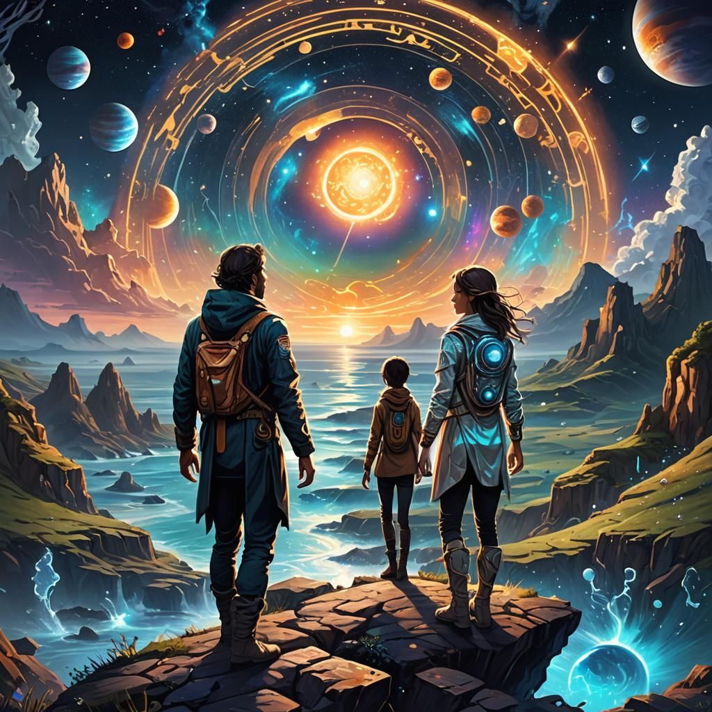 Holographic Astral Cosmic Illustration in Pablo Amaringo Sty...