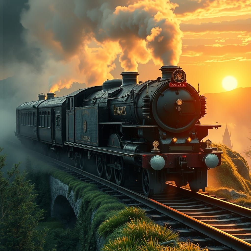 Mystical Hogwarts Express in Matte Painting Style