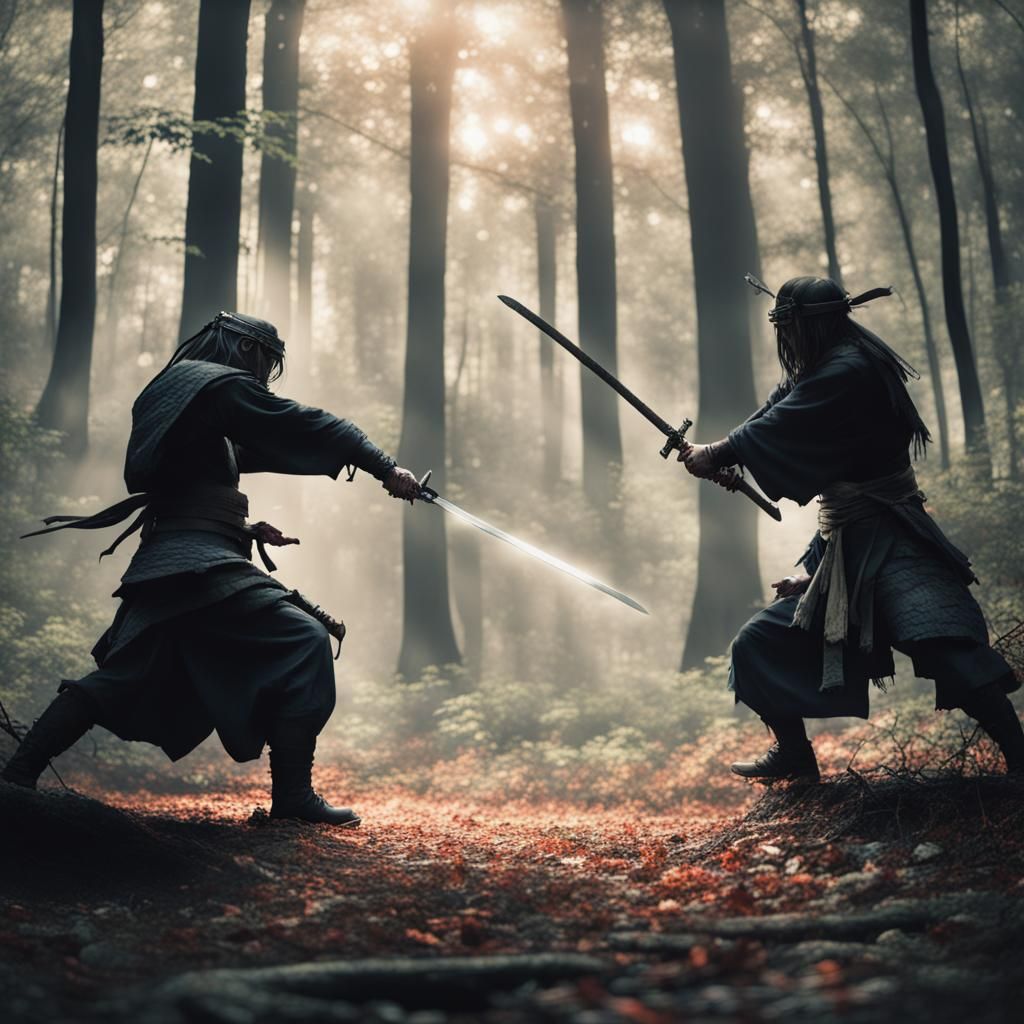 Ronin Sword Duel in Mystical Forest Shrine