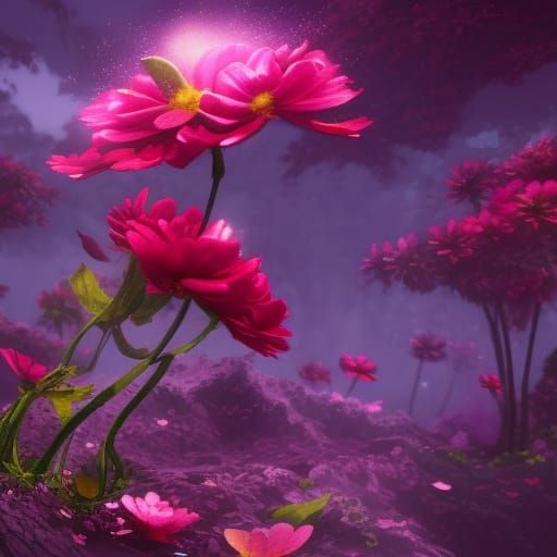 Magical Flower in Detailed Matte Painting