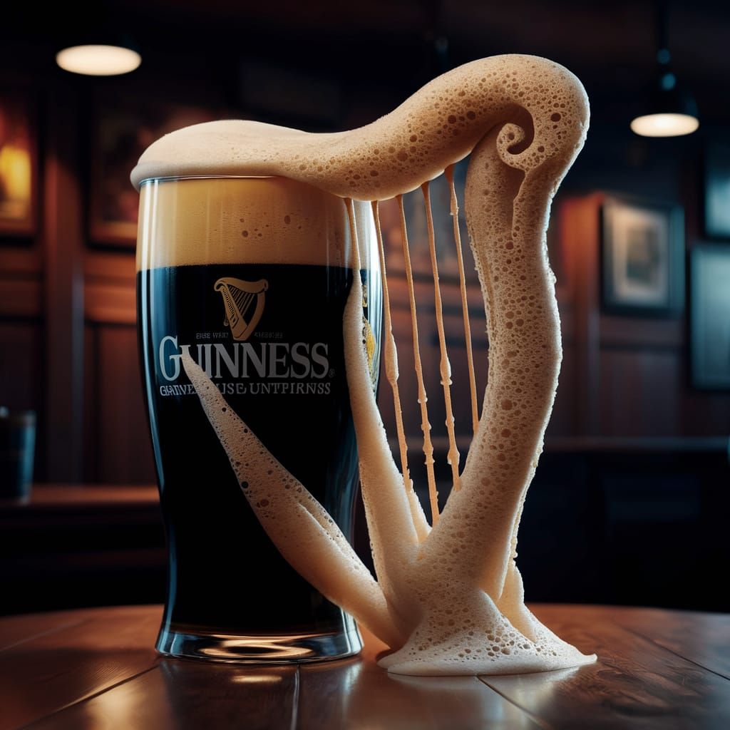 Guinness Harp Made of Creamy Foam