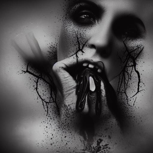 Noir Image of Dark Fears Consuming a Person