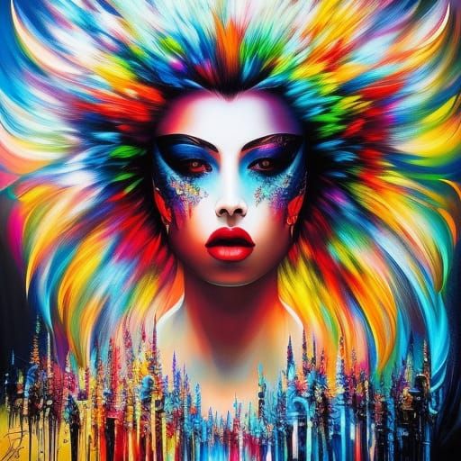 Ink Splatter Fairy Queen in Dandelion Dreamscape