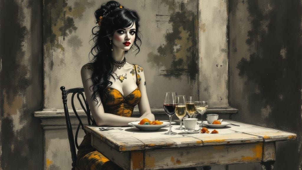 Elegant Nighttime Portrait in Charcoal Prudhon Degas Style