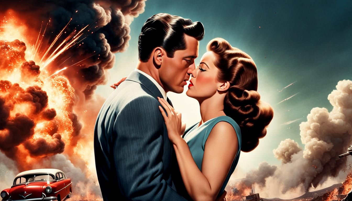 Explosive Love: A 1950s Action Movie Poster