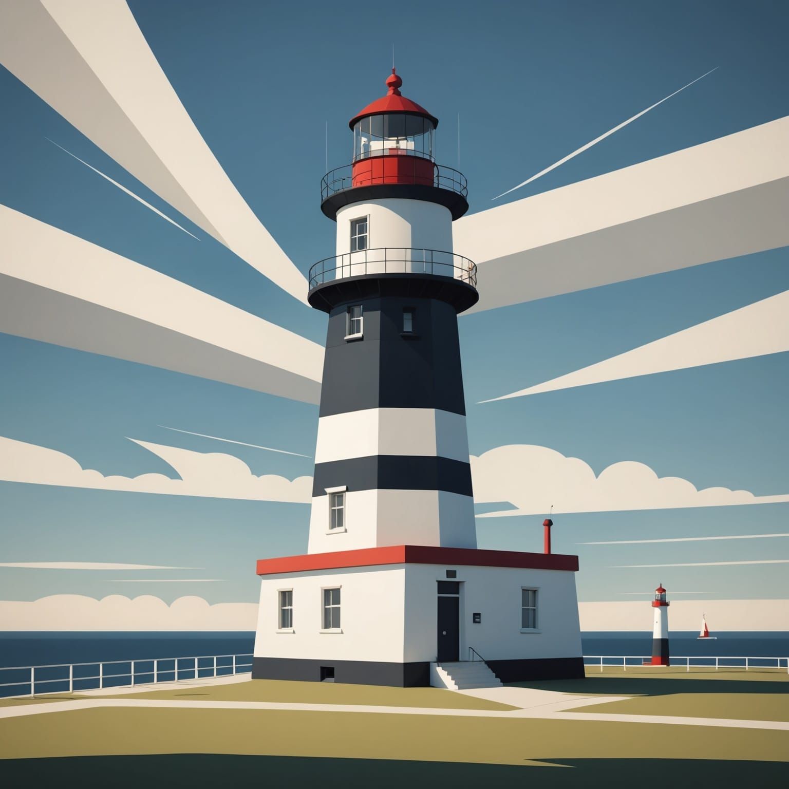 Bauhaus Style Lighthouse Digital Rendering