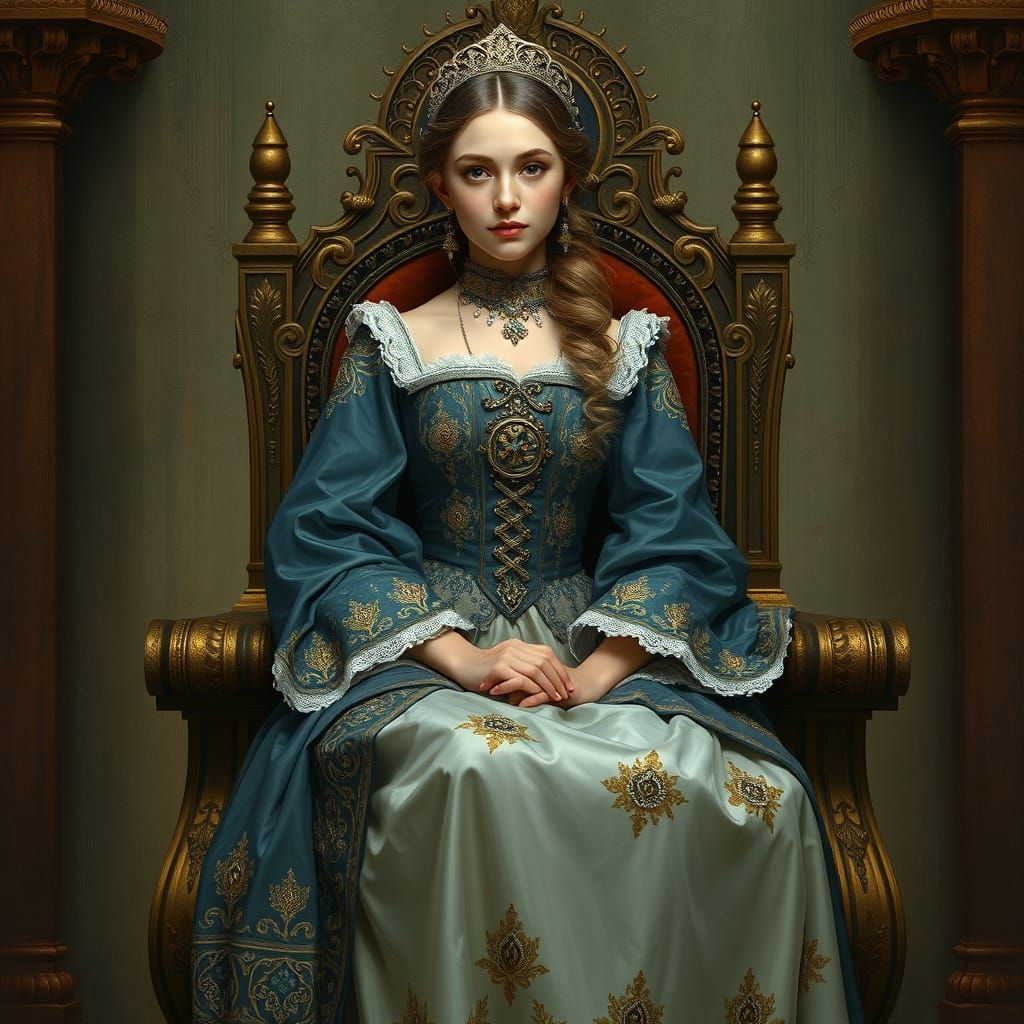 Majestic Russian Noblewoman in Elegant Throne Room