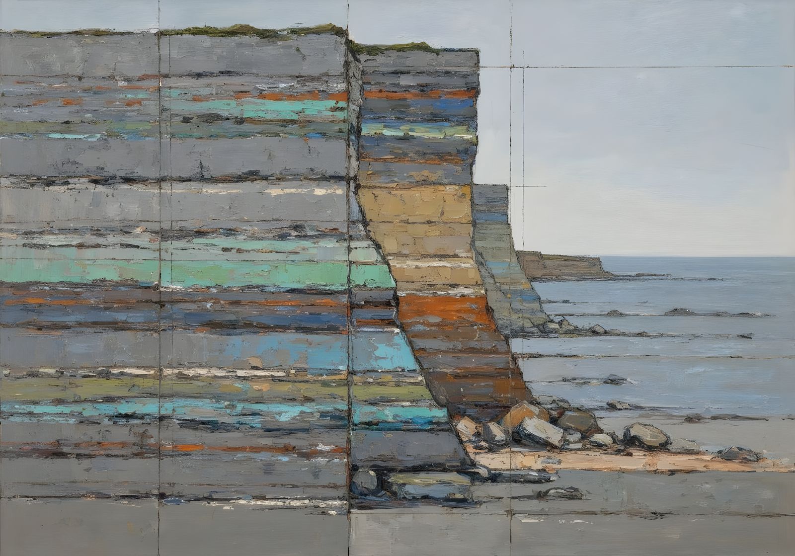Geological Cliff Painting with Nordic Earth Palette
