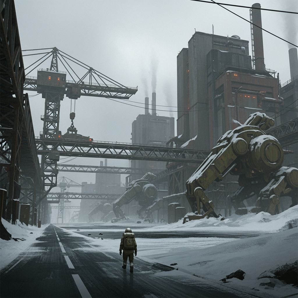 Dystopian Grimdark Scene in Sci-Fi Style