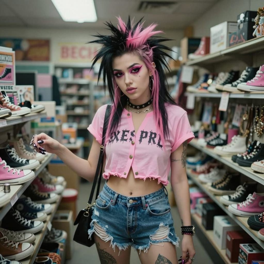 Punk Woman Shopping in Venice Beach Pawshop