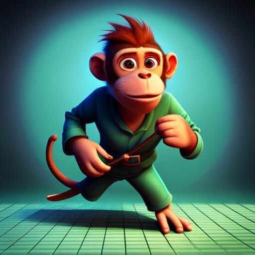 Angry Monkey in Jail: Pixar-Style 3D Art