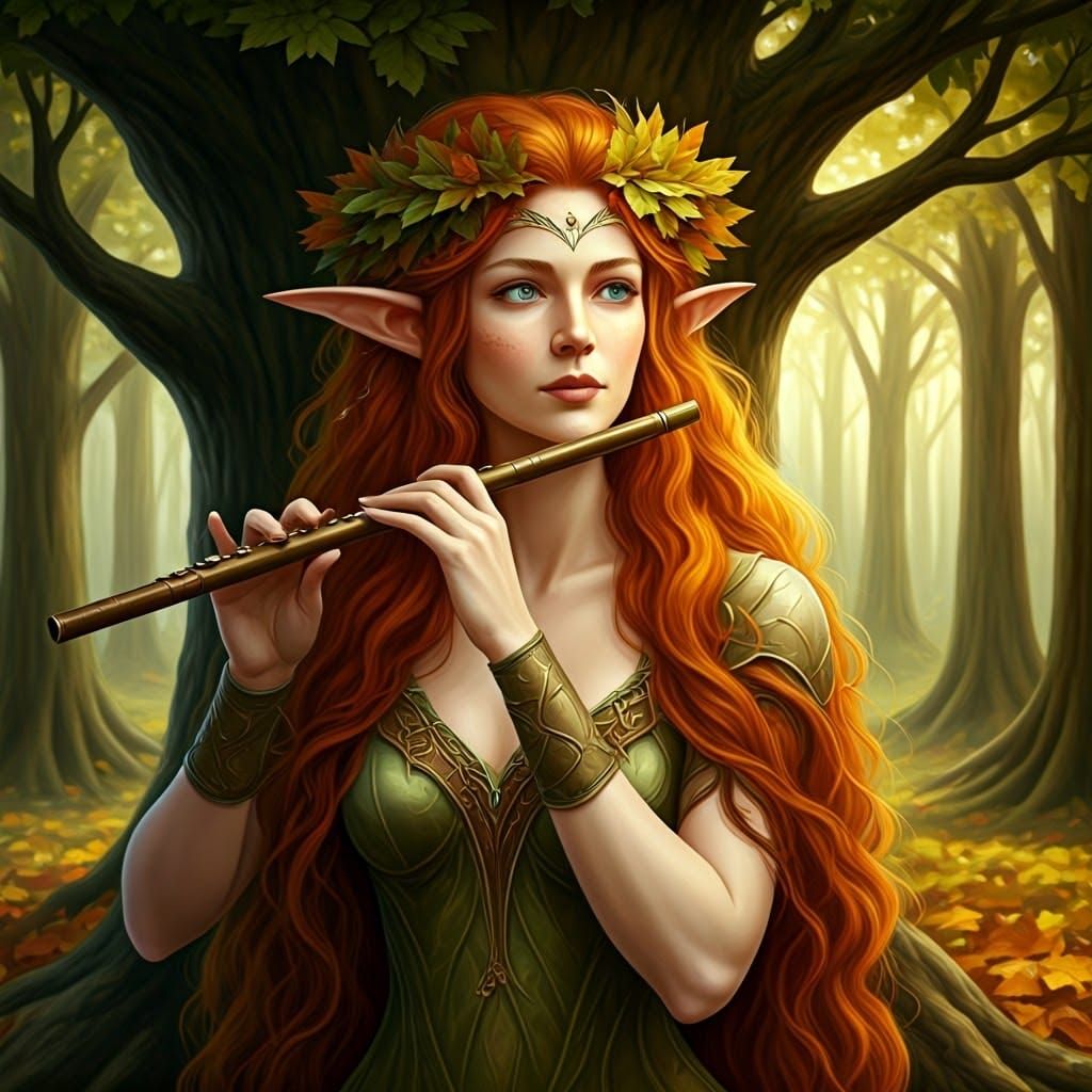 Wood Elf with Flute in Classic Style