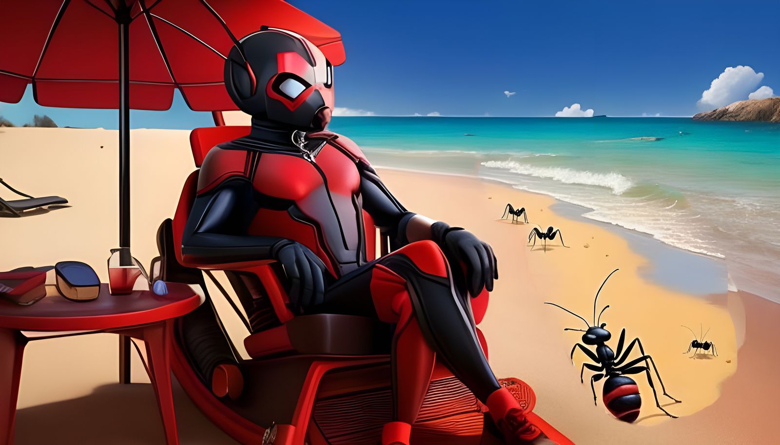 Ants' Beach Vacation Poster, Fantastical Art