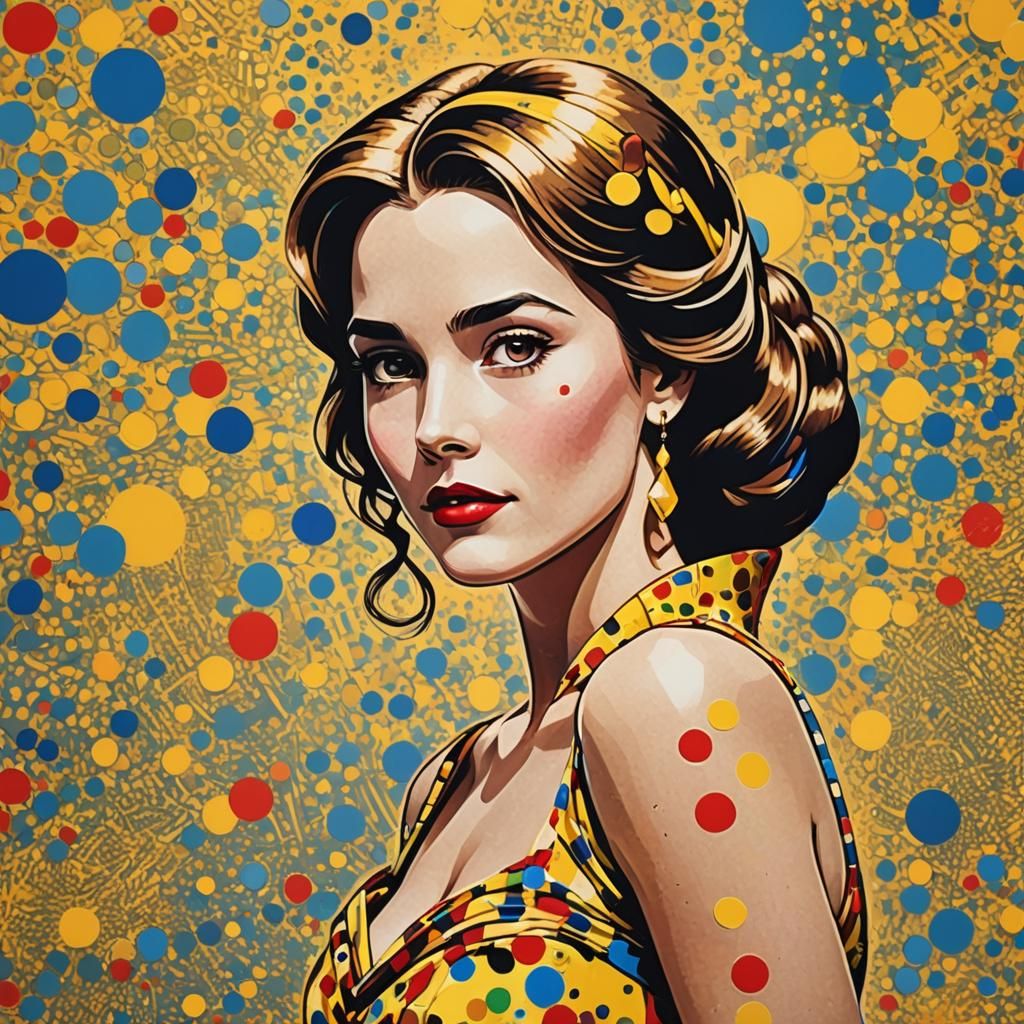 Belle in Pop Art Style with Bauhaus Patterns