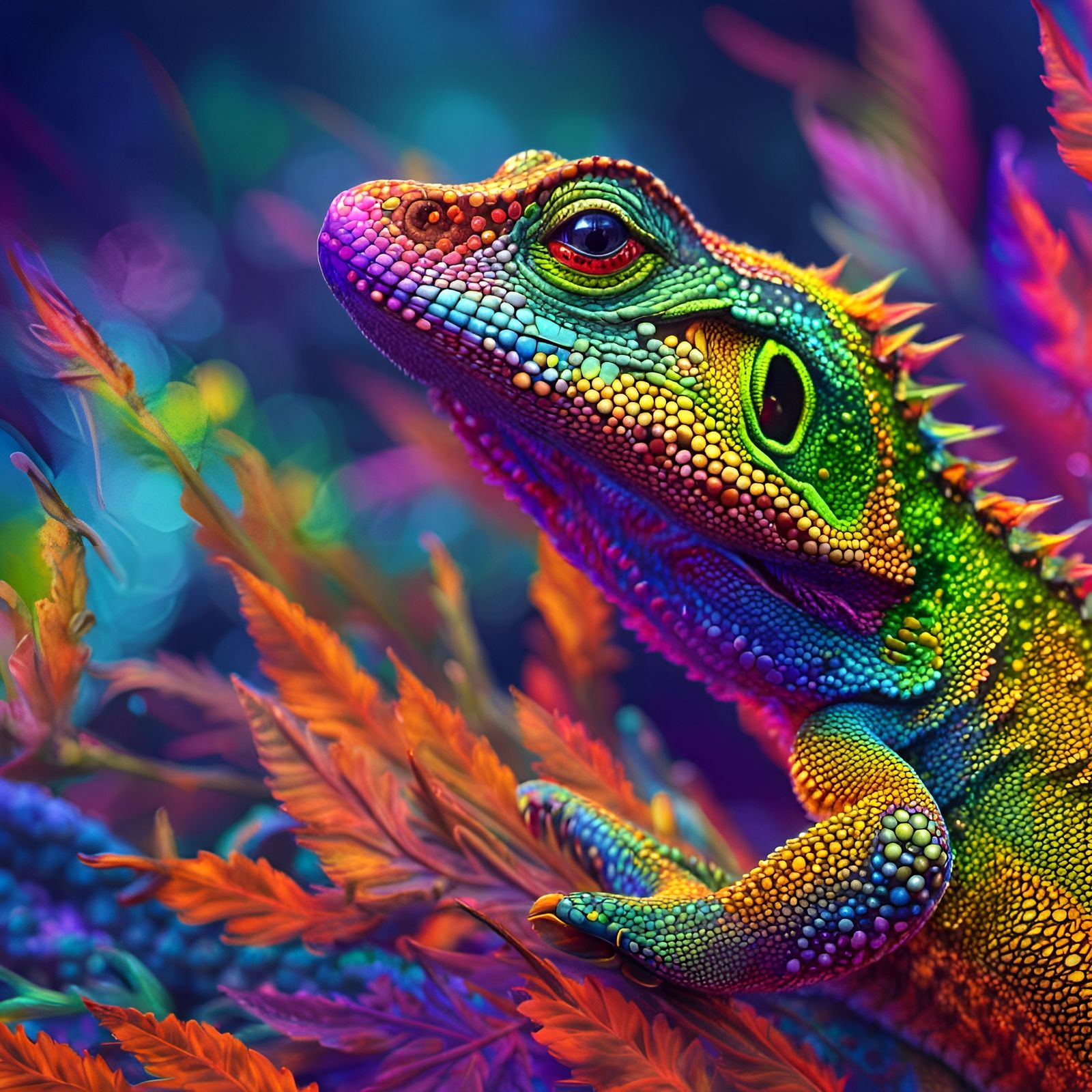 Psychedelic Lizard in Colorful 8K Resolution