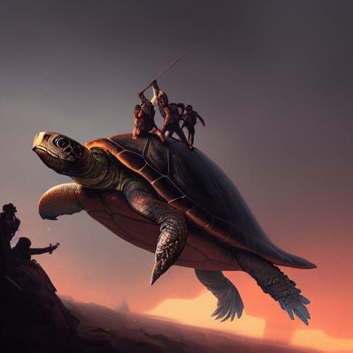 Giant Turtle Devouring People: A Dark Fantasy Masterpiece