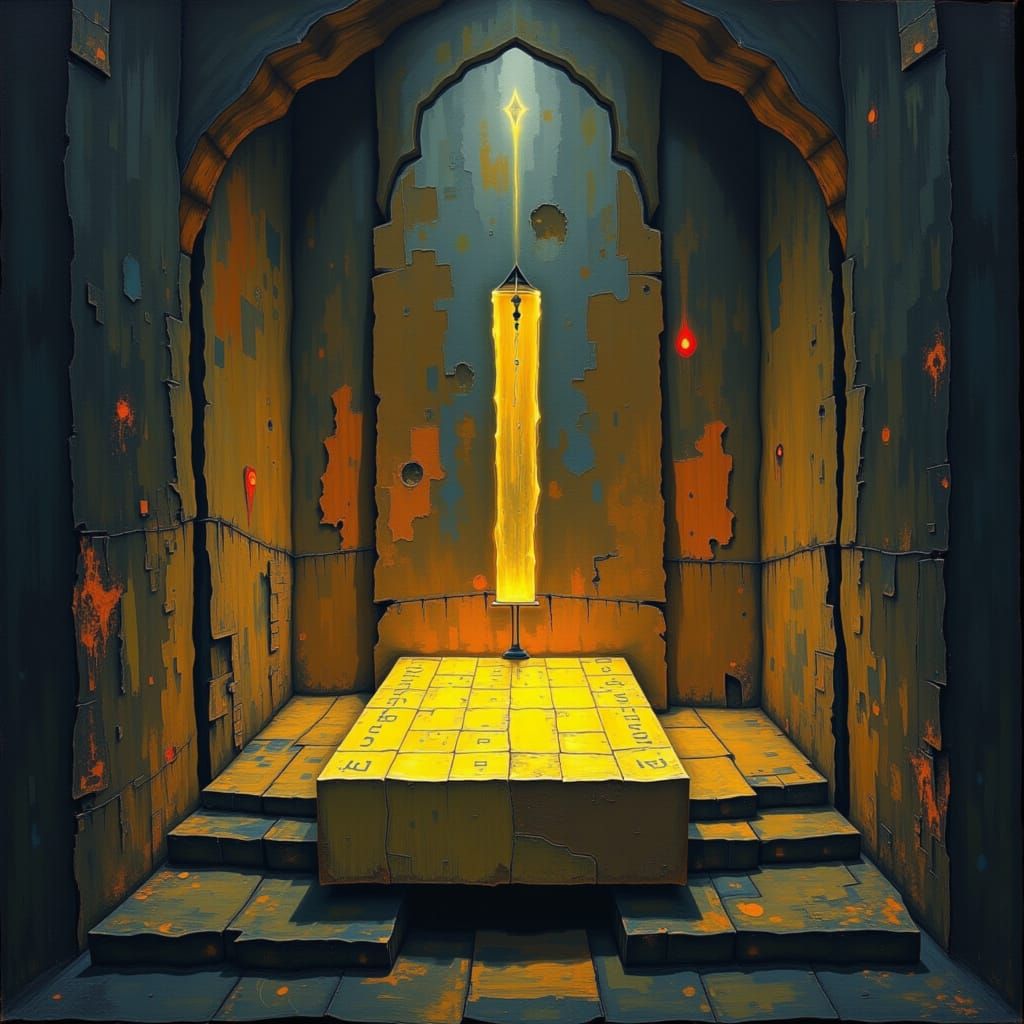 Synesthetic Tomb of Candle Memory in Sensory Gothic Style