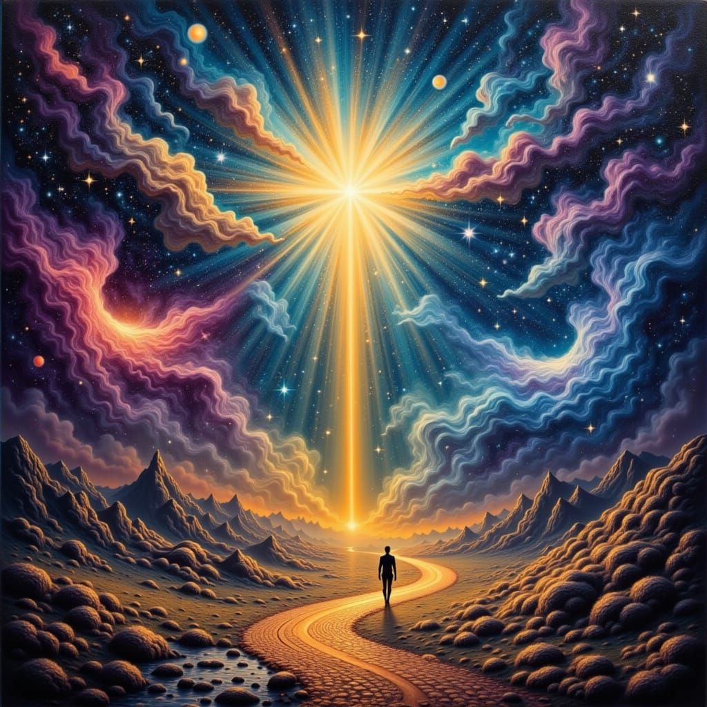 Celestial Souls Dance in Surrealist Oil Painting