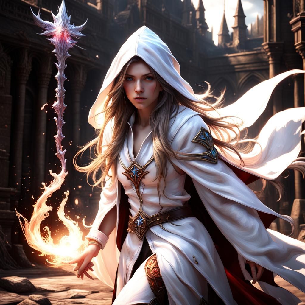Epic White Mage Healing Magic in Fantasy Art