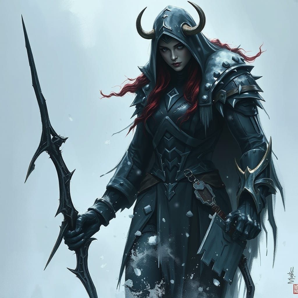 Frost Giant Black Widow in Dark Fantasy Style