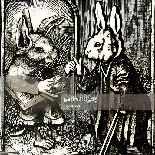 Surreal Vampire Rabbit Escape, Inspired by Bosch and Rembran...