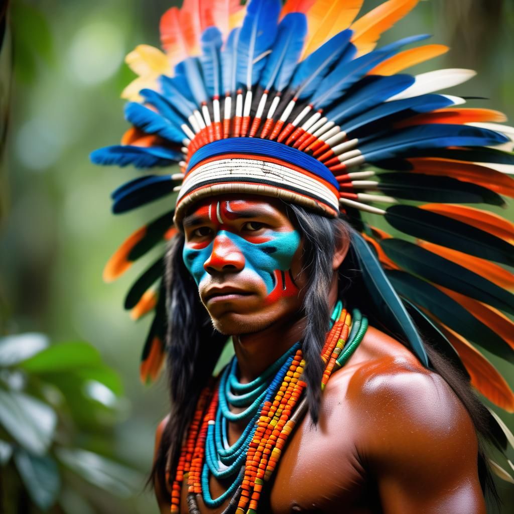 Kayapo People in the Amazon Rainforest