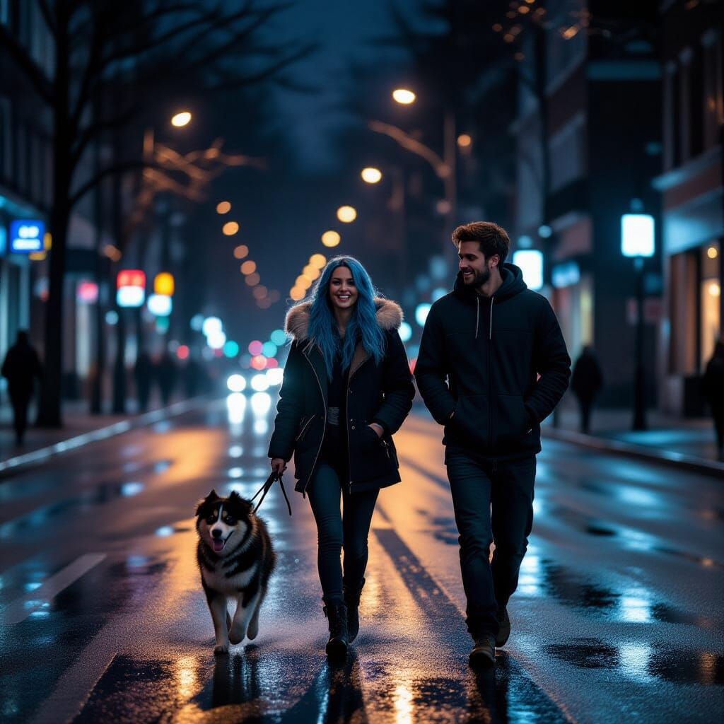 Neon Night Walk: Urban Youth in Cinematic Still