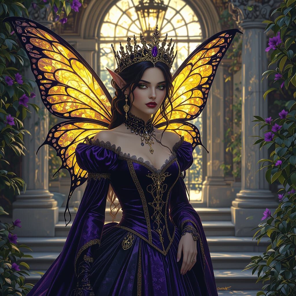 Baroque Faerie Queen Arrives Late to French Manor Party