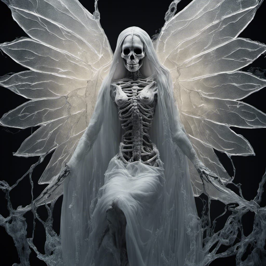 Glass Santa Muerte with Neon Cracks