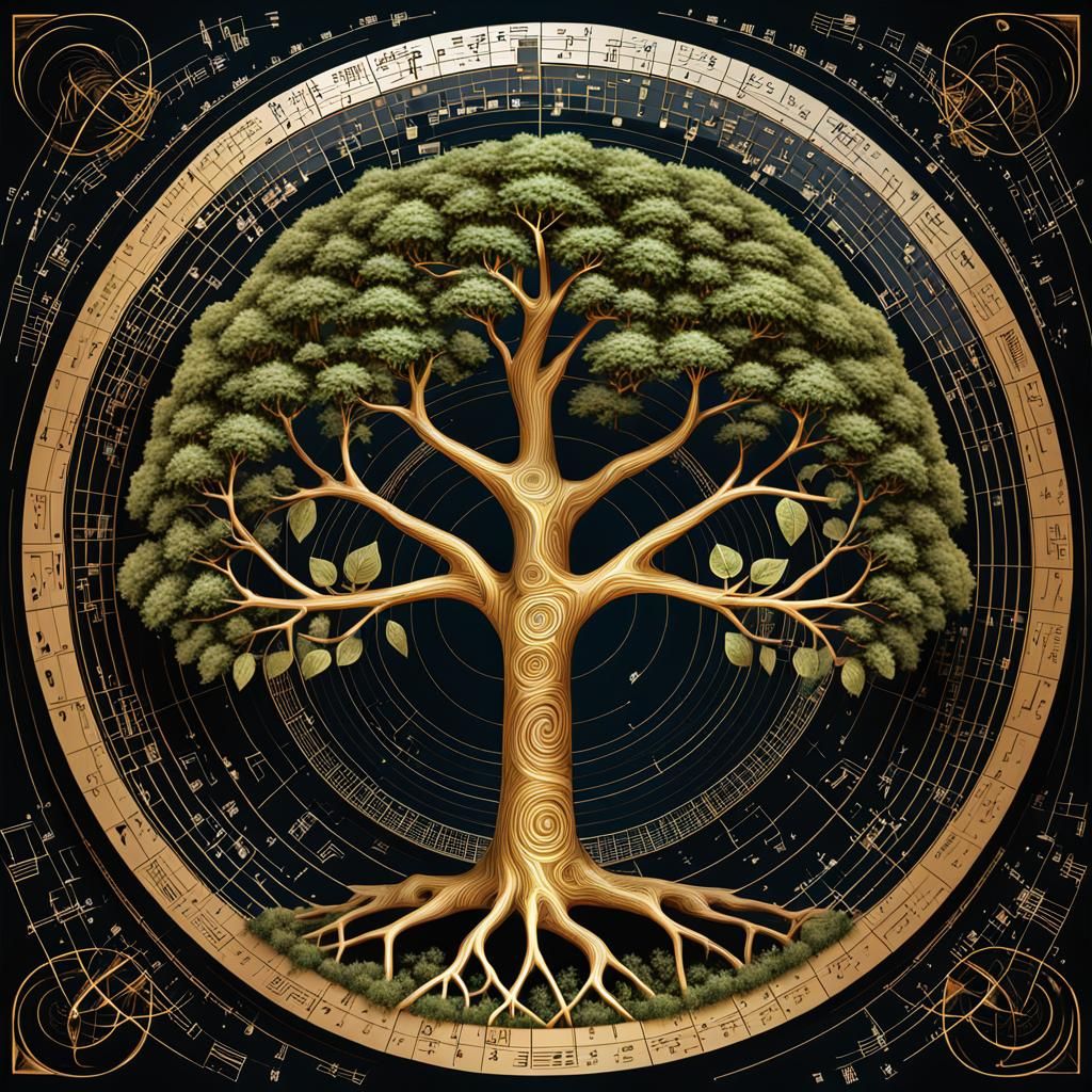 Tree of Harmony with Musical and Mathematical Elements
